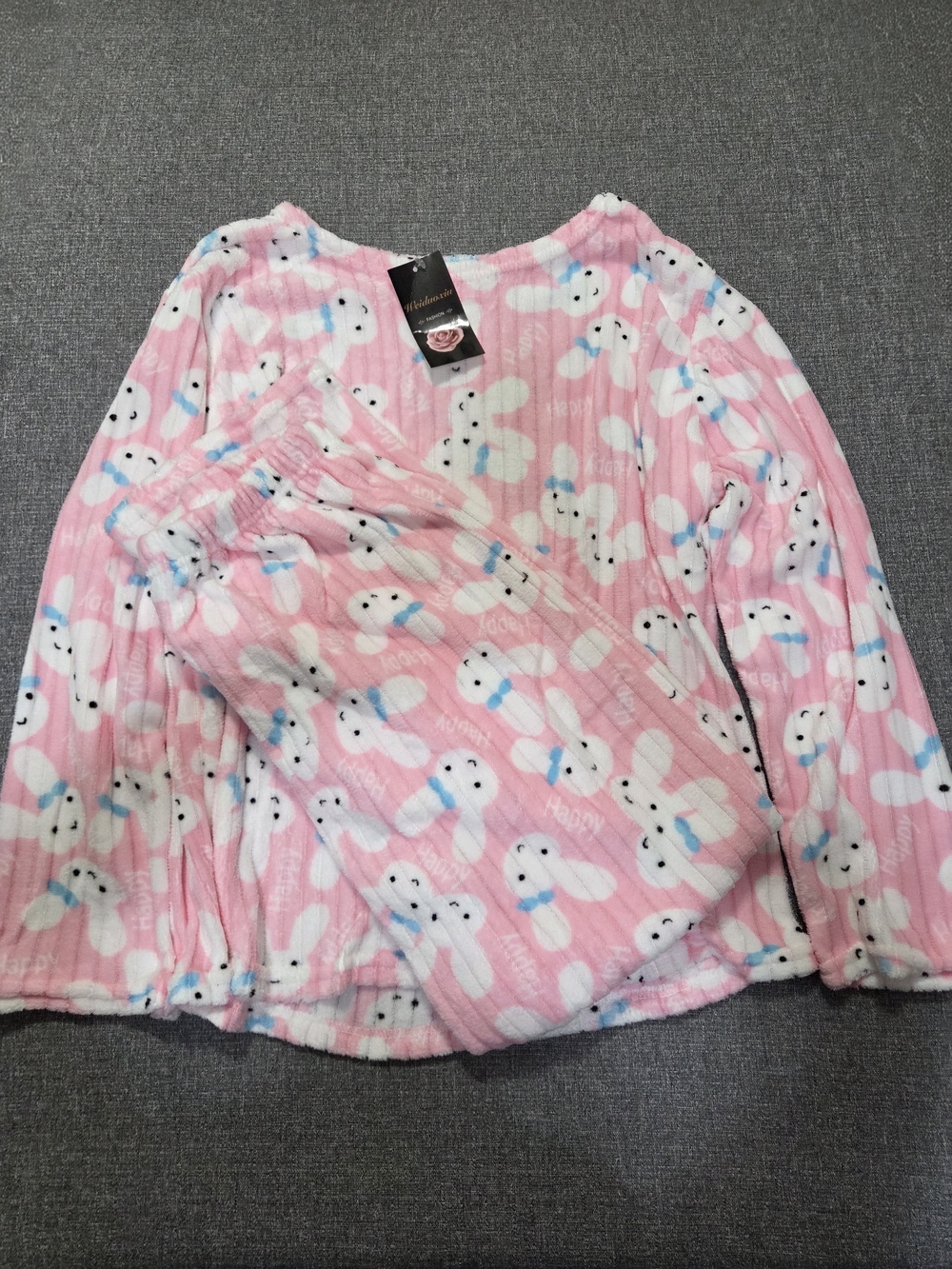Women Pink Bunny Cozy Pajama Set - Size M